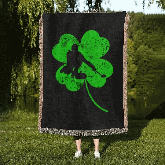 Curling St. Patrick's day shamrock Woven Blankets