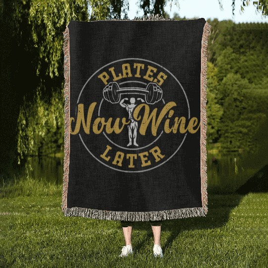 Plates Now Wine Later - Gym Woven Blankets