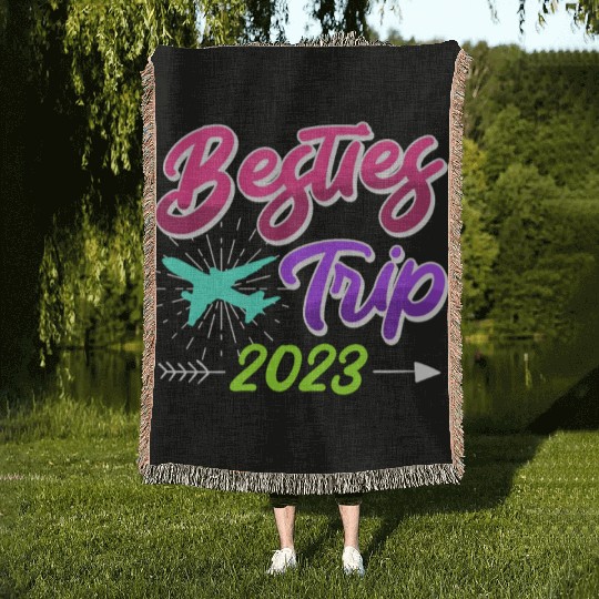 Besties Trip 2023 Vacation Friends Spring Break Woven Blankets