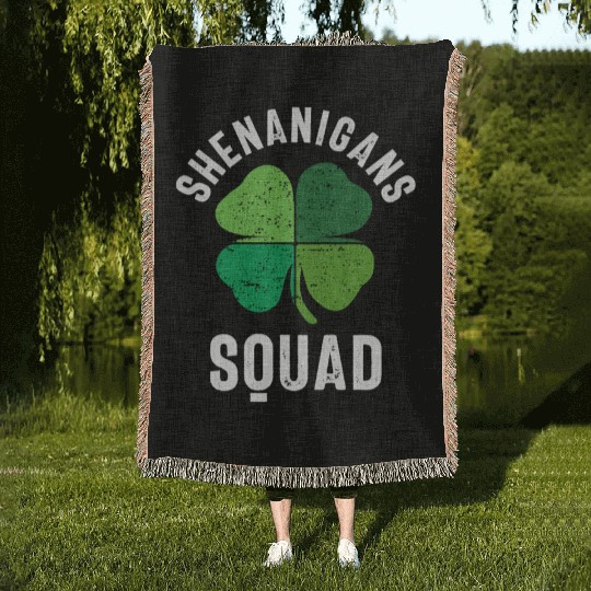 Shenanigans Squad St Patricks Day Woven Blankets