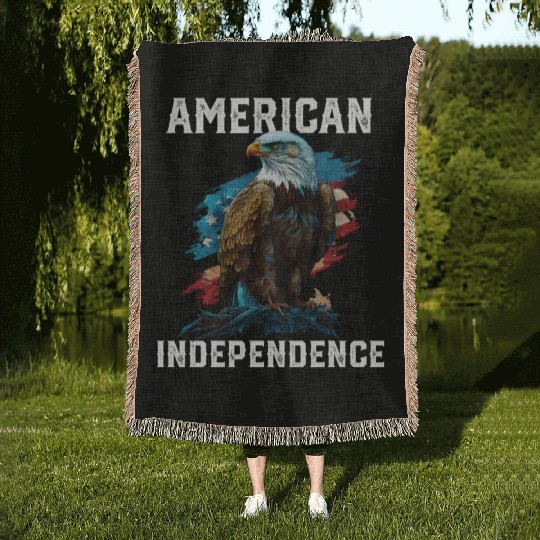 American Independence American Bald Eagle 4th of Woven Blankets