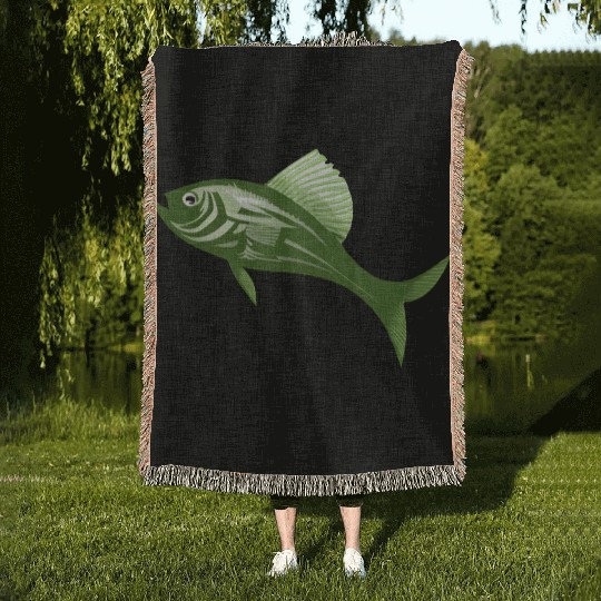 green fish Woven Blankets