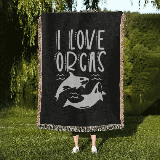 I Love Orcas Sea Orca Protect Whale Woven Blankets