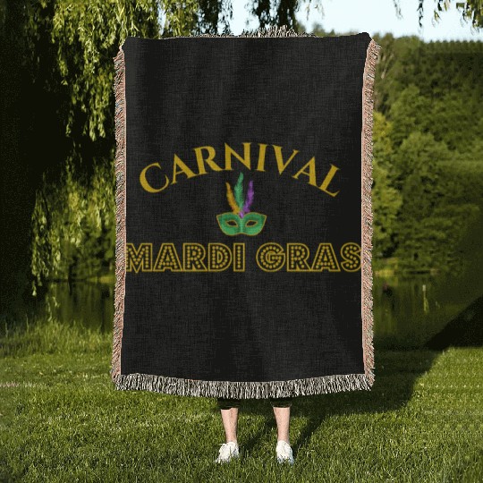 Mardi Gras Carnival Fiesta Party Louisiana New Orl Woven Blankets
