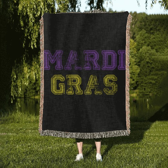 Mardi Gras Carnival Fiesta Party Louisiana New Orl Woven Blankets