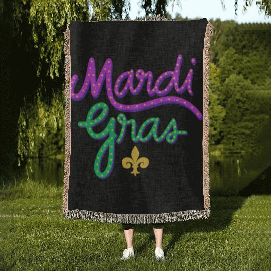 Mardi Gras Carnival Fiesta Party Louisiana New Orl Woven Blankets