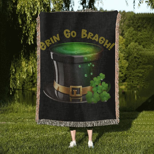 Get Lucky with this 'Erin go Bragh' Top Hat Design Woven Blankets