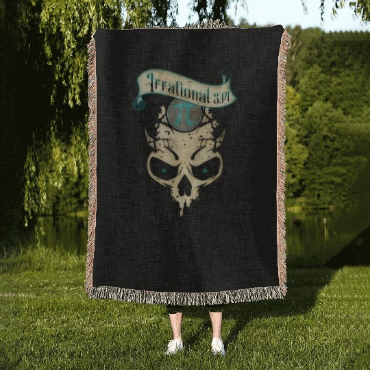 PI Day Irrational Skull Design Teal Edition Woven Blankets