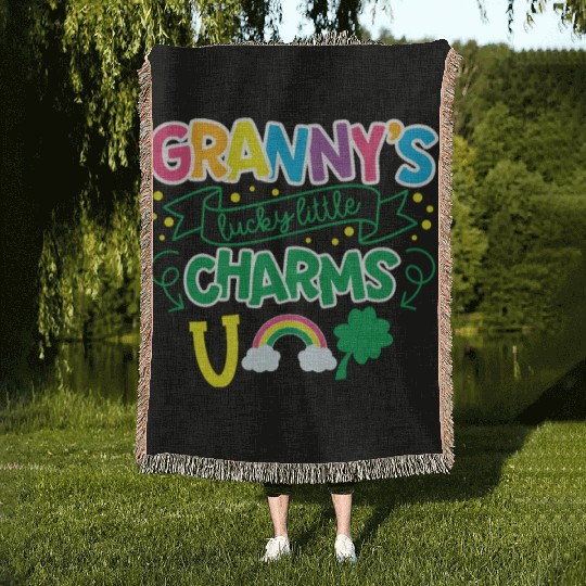 Granny's Lucky Little Charms Clover Shamrock Woven Blankets
