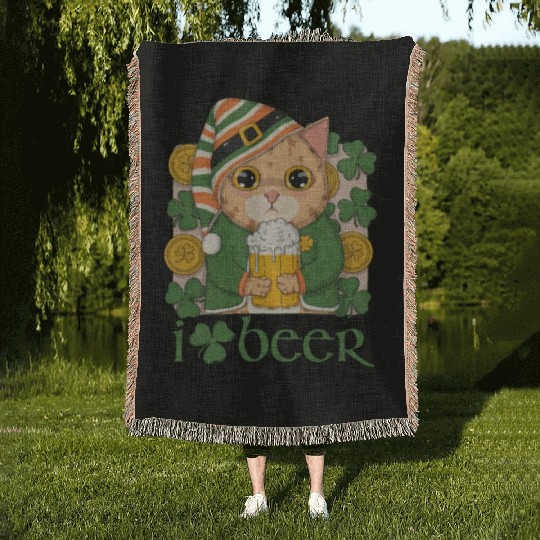 I Love Beer Woven Blankets