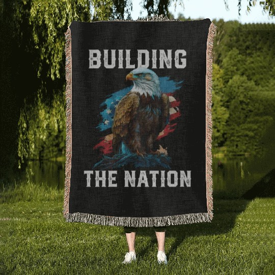 Building the Nation American Bald Eagle America Woven Blankets