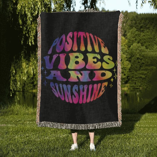 Positive Vibes and Sunshine Summer Party Woven Blankets