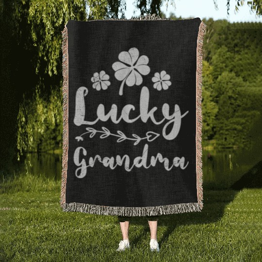 Lucky Grandma St. Patrick's Day Ireland Grandma Woven Blankets