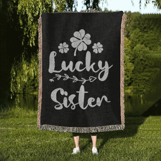 Lucky Sister St. Patrick's Day Ireland Sister Woven Blankets