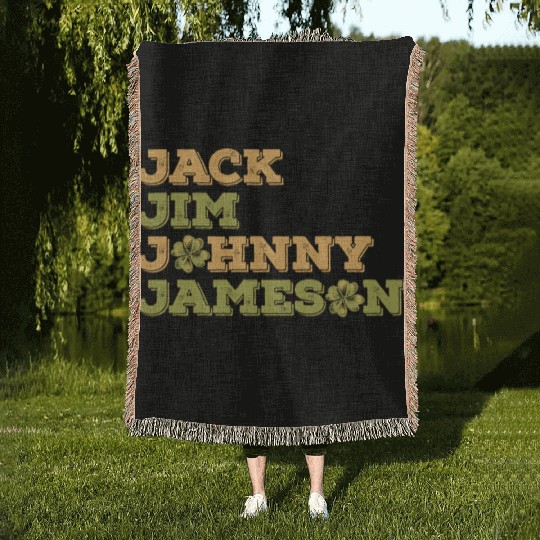 Jack Jim Johnny Jameson 4 Founder St Patrick's Day Woven Blankets