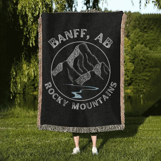 Banff Alberta Rocky Mountains Woven Blankets