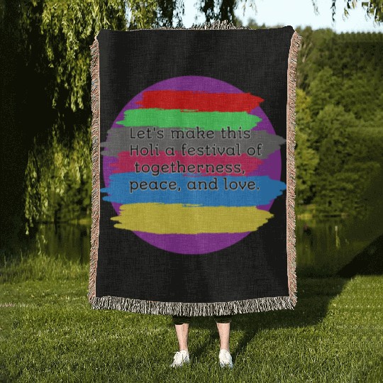 Holi festival quotes Woven Blankets