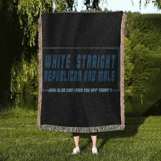 White Straight Republican and Male Woven Blankets