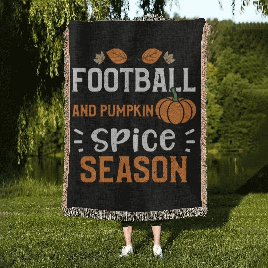 Football And Pumpkin Spice Season Woven Blankets