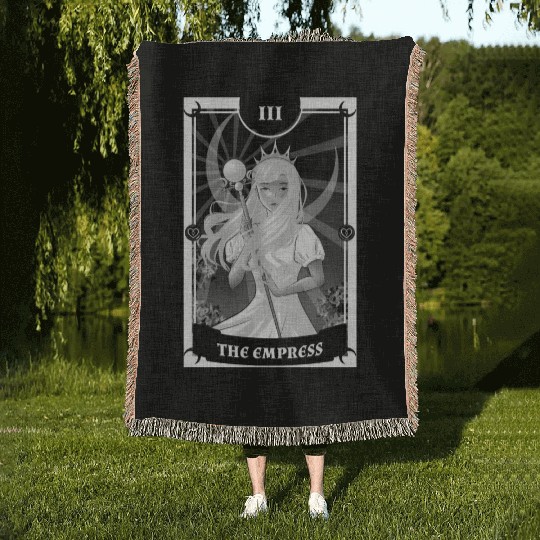 Anime Tarot Card The Empress Gothic Woven Blankets