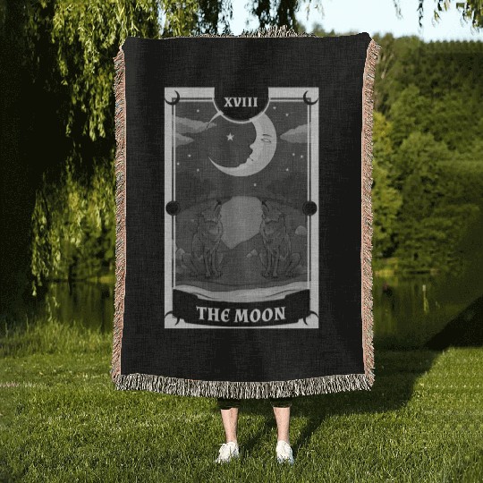 Anime Tarot Card The Moon Gothic Woven Blankets