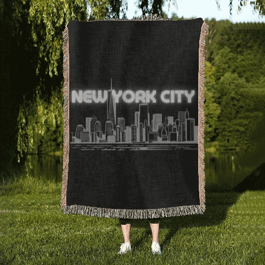 New York City Woven Blankets NYC Skyline City Lovers Woven Blankets