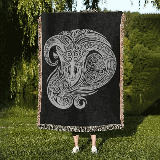 Elegant Capricorn Vintage T Tattoo Woven Blankets