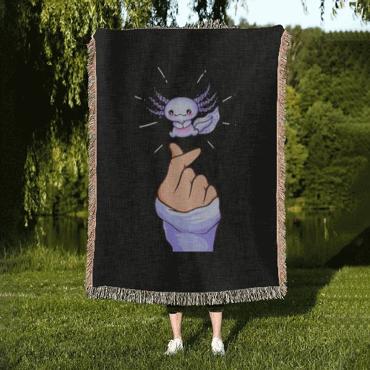 Japanese Aesthetic Kawaii Axolotl Woven Blankets