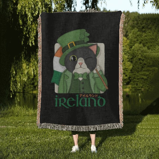 Ireland Tuxedo Cat Woven Blankets