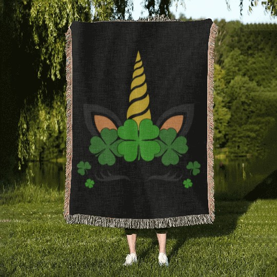 Lucky Unicorn, Magical St Patricks day, St Paddy C Woven Blankets