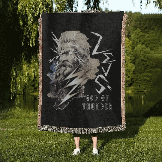 Zeus Greece God Of Thunder Lightning Mythology Gre Woven Blankets