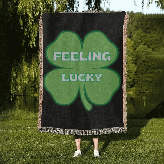 FEELING lucky funny St. patty's day Woven Blankets