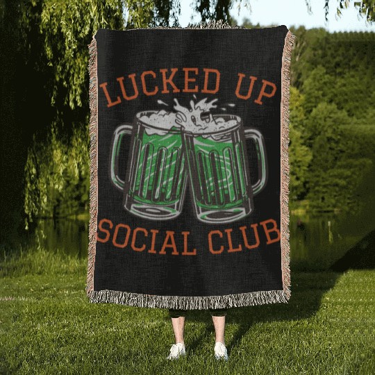 Lucked Up Soociial Clubb, Green Beer, Irish Group Dri Woven Blankets