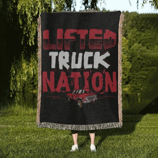 Lifted Truck Nation Pickup Truck Square Body Truck Woven Blankets