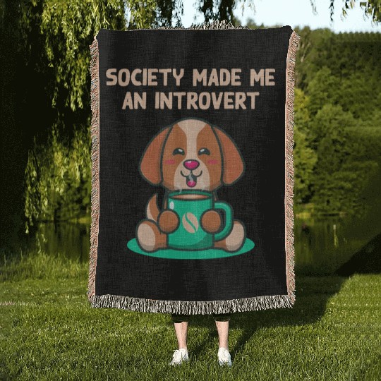 Handcrafted by Society Introvert Sayings Antisocia Woven Blankets