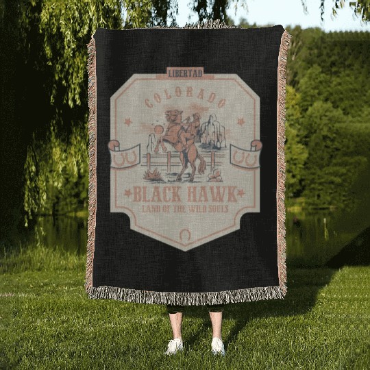 black hawk colorado wild west town Woven Blankets