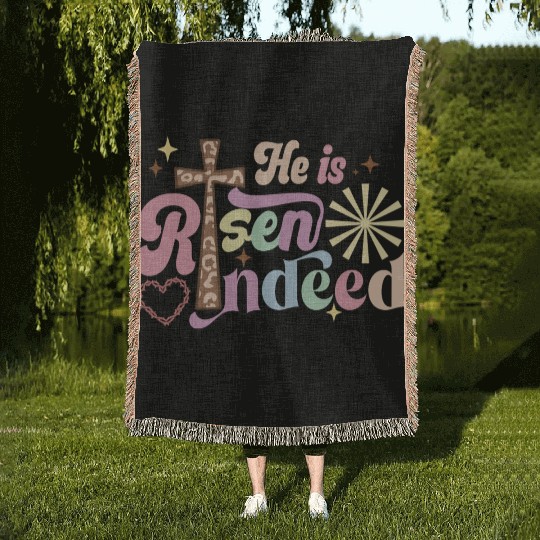 He is risen indeed Woven Blankets