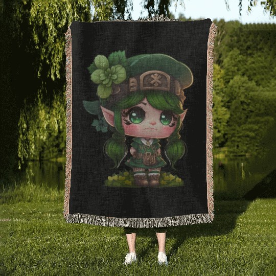 St. Patrick's Day Elf Saint Patricks Day Outfit Woven Blankets