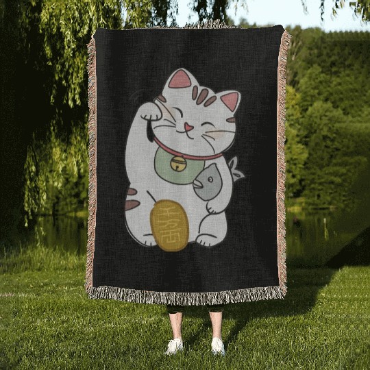 Lucky Cat Woven Blankets