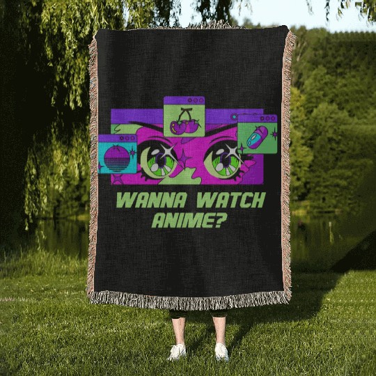 Wanna Watch Anime Kawaii Japanese Cute Japan Anime Woven Blankets