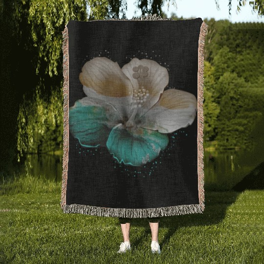 Hibiscus Flower Cool Garden Nature Lover Humor Woven Blankets