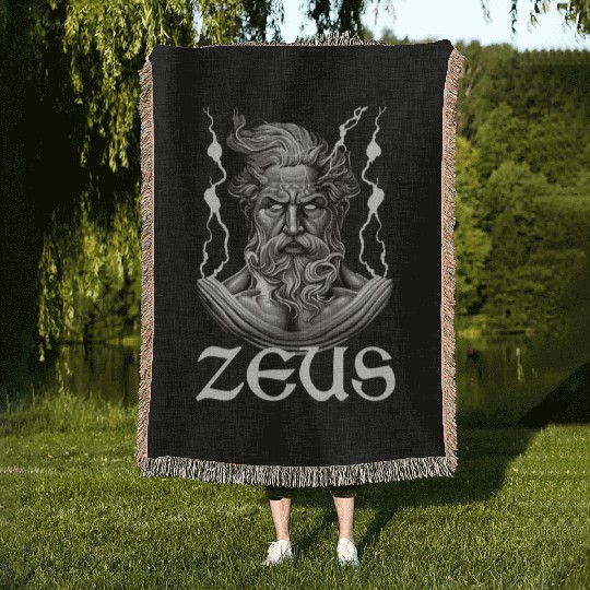 Zeus God Lightning Greek Mythology Woven Blankets