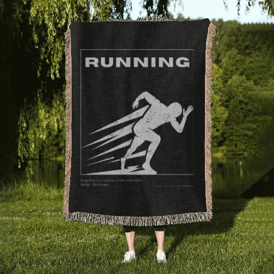 RUNNING GRAPHICS PRINTED Woven Blankets
