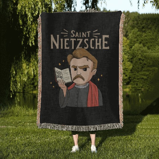 Saint Nietzsche Design for a Philosophy Student Woven Blankets