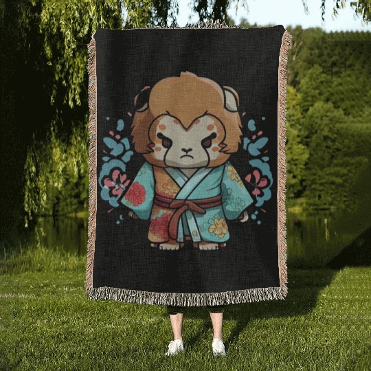 Lion kimono Woven Blankets