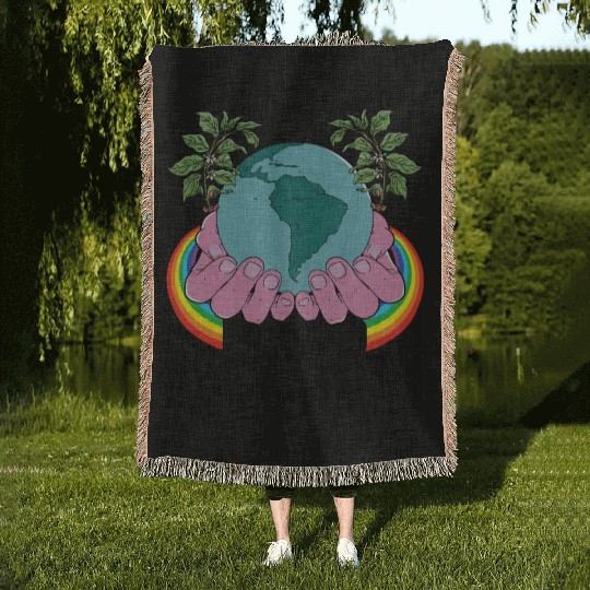 Be Kind To The Earth Rainbow Natural Environment Woven Blankets