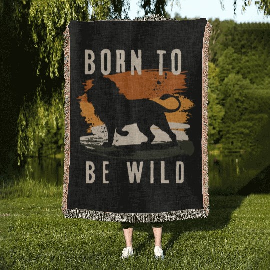 Born to be wild Lion Animal Woven Blankets