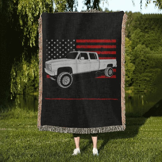 Lifted Square body truck American muscle Woven Blankets 4x4