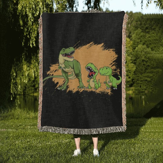 I Love My Dinosaurs Family Reptile Family Dinosaur Woven Blankets
