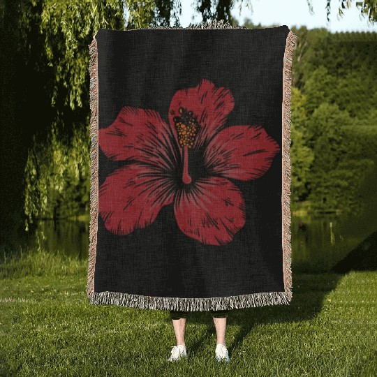 Hibiscus Flower Woven Blankets